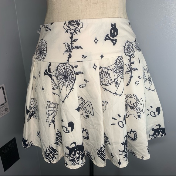 Kawaii Cartoon All Over Graphic Goth Skater Skirt  Halloween Skirt - Picture 4 of 9